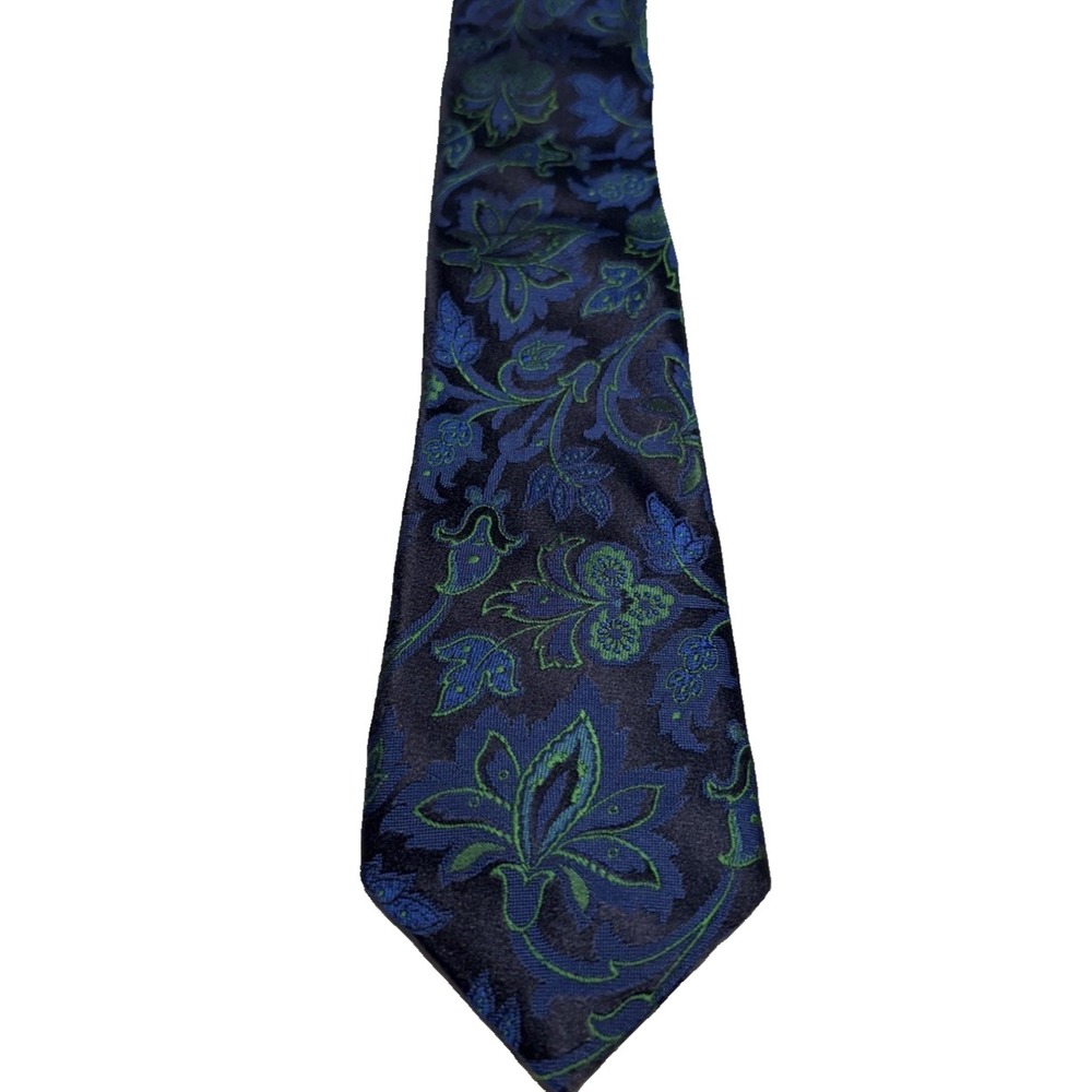 Ted Baker Tie‎ Black Blue Green Floral Silk Necktie Dark Romantic 58in X 2.5in